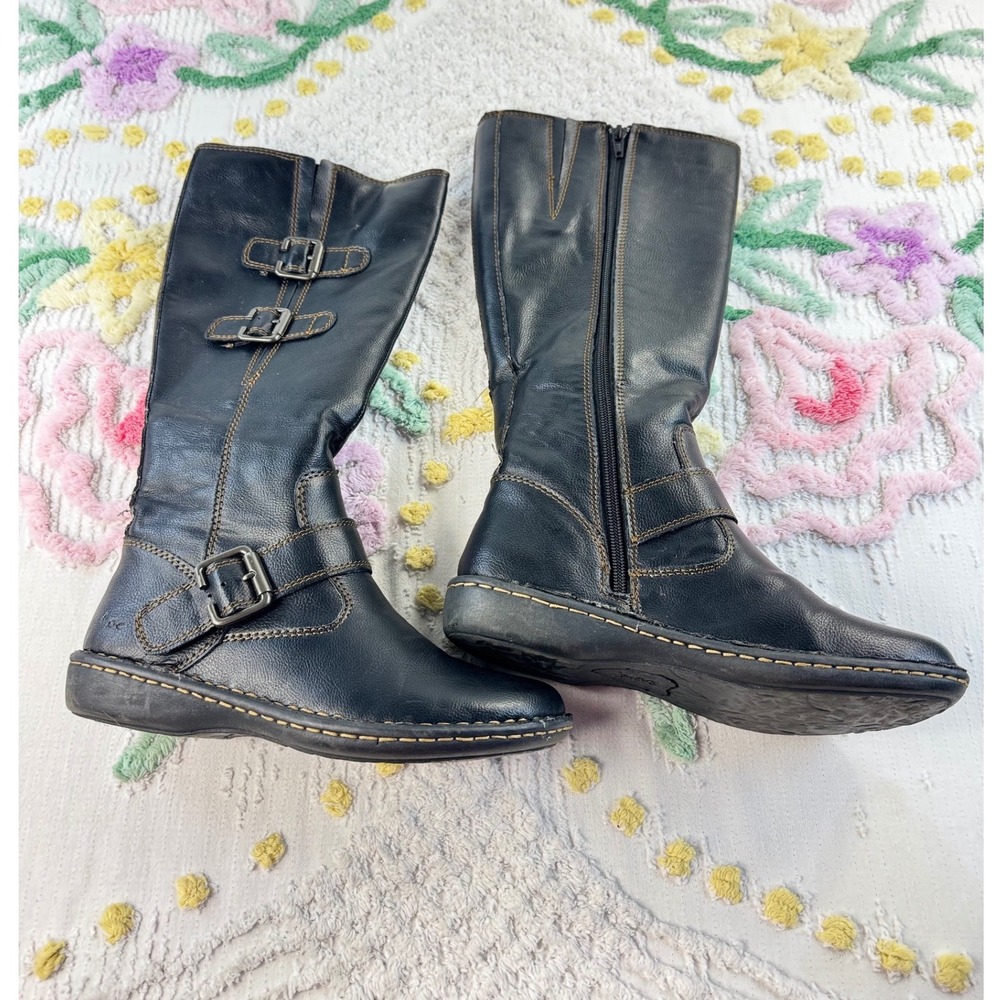 b.o.c. Born Concept Black Triple Buckle Tall Riding Boots C38309 Womens 6.5